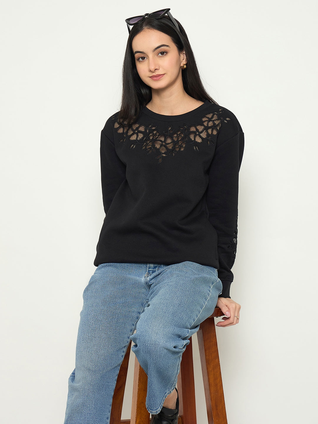 Madame Ladies Western Sweat Shirt M5W22031 002 Black
