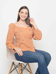 Madame Double Breasted Orange Wrap Top