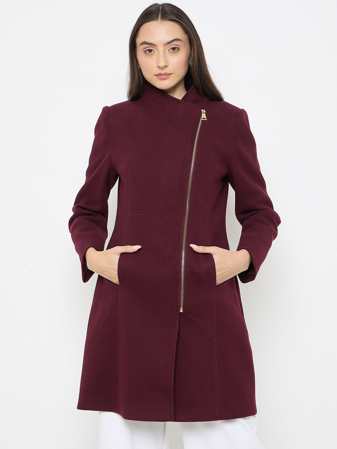 Madame Ladies Western Long Coat M5W20138 023 Mehroon