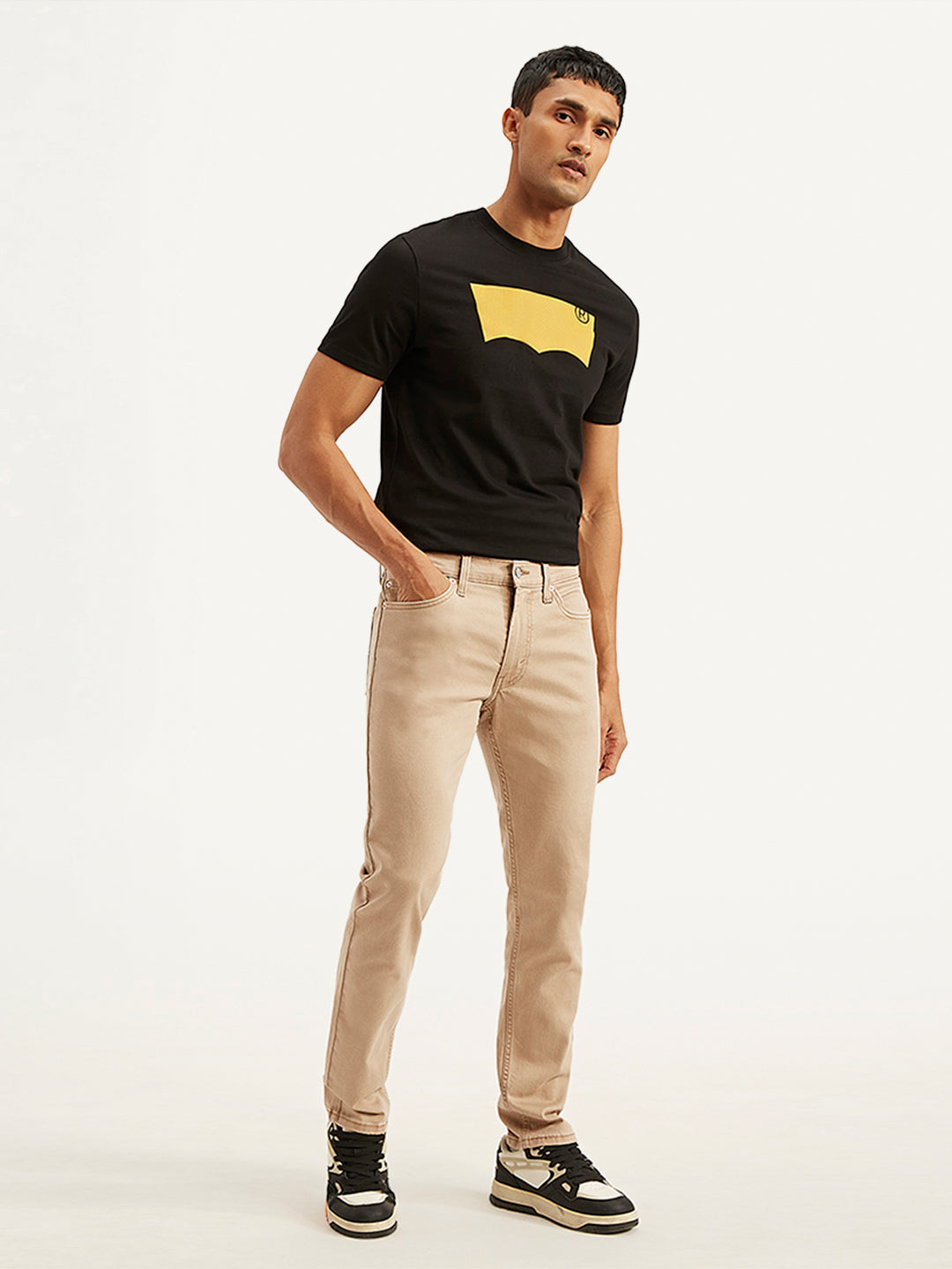 Men'S 511 Beige Slim Fit Mid Rise Jeans