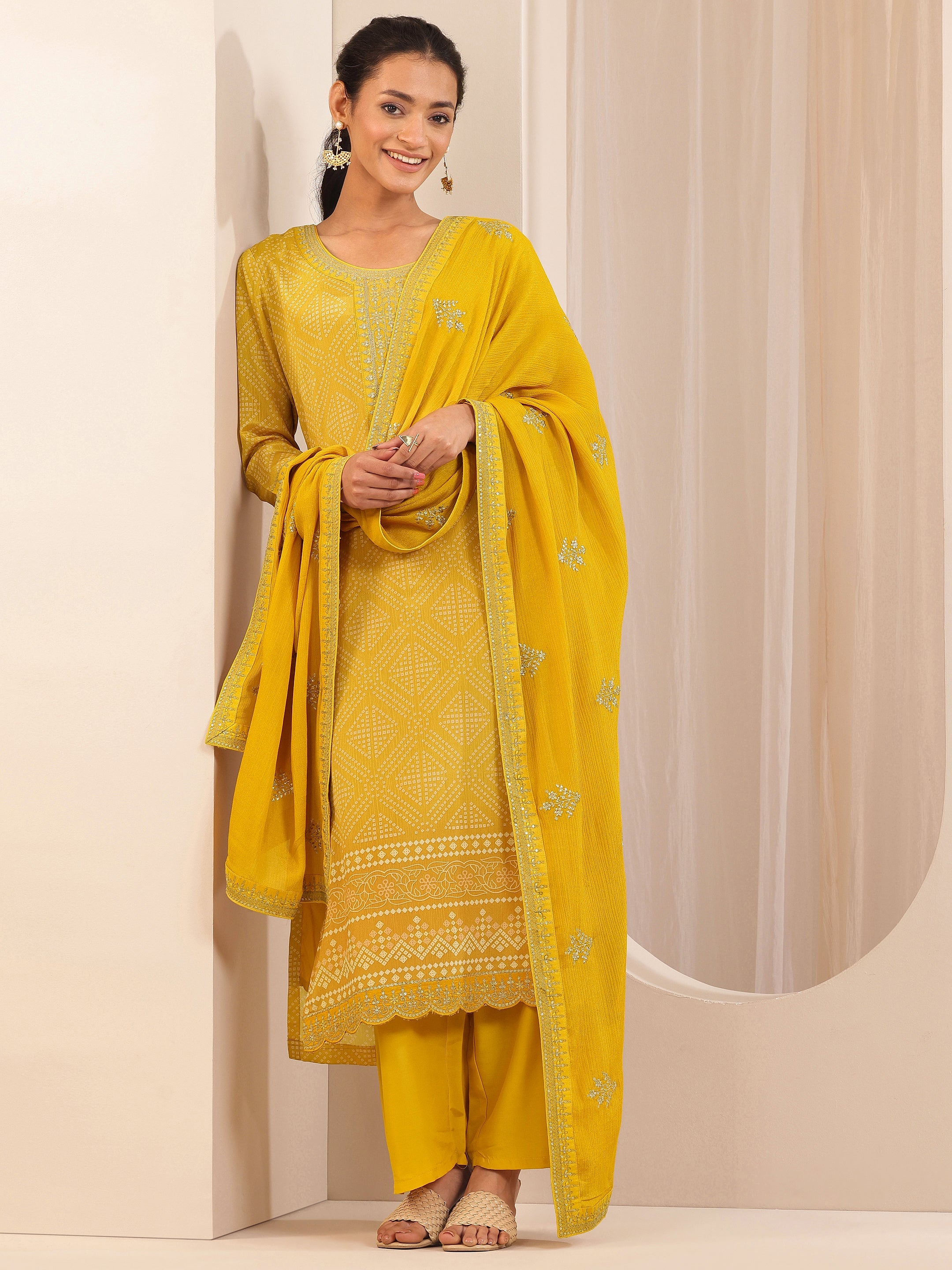 LIBAS LADIES WESTERN KURTI 3PCS SET 99068O MUSTARD