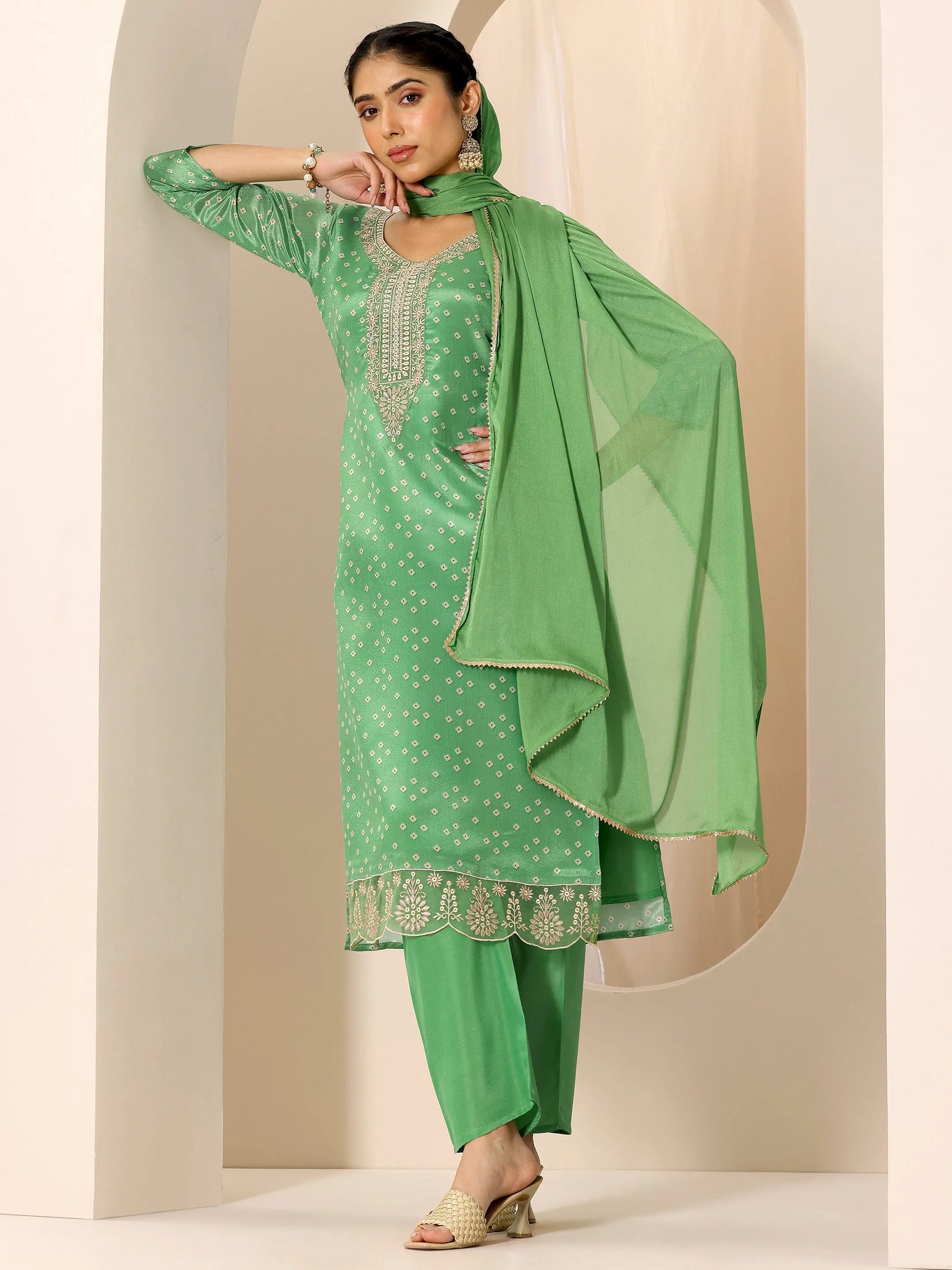 LIBAS LADIES WESTERN KURTI 3PCS SET 99447 GREEN
