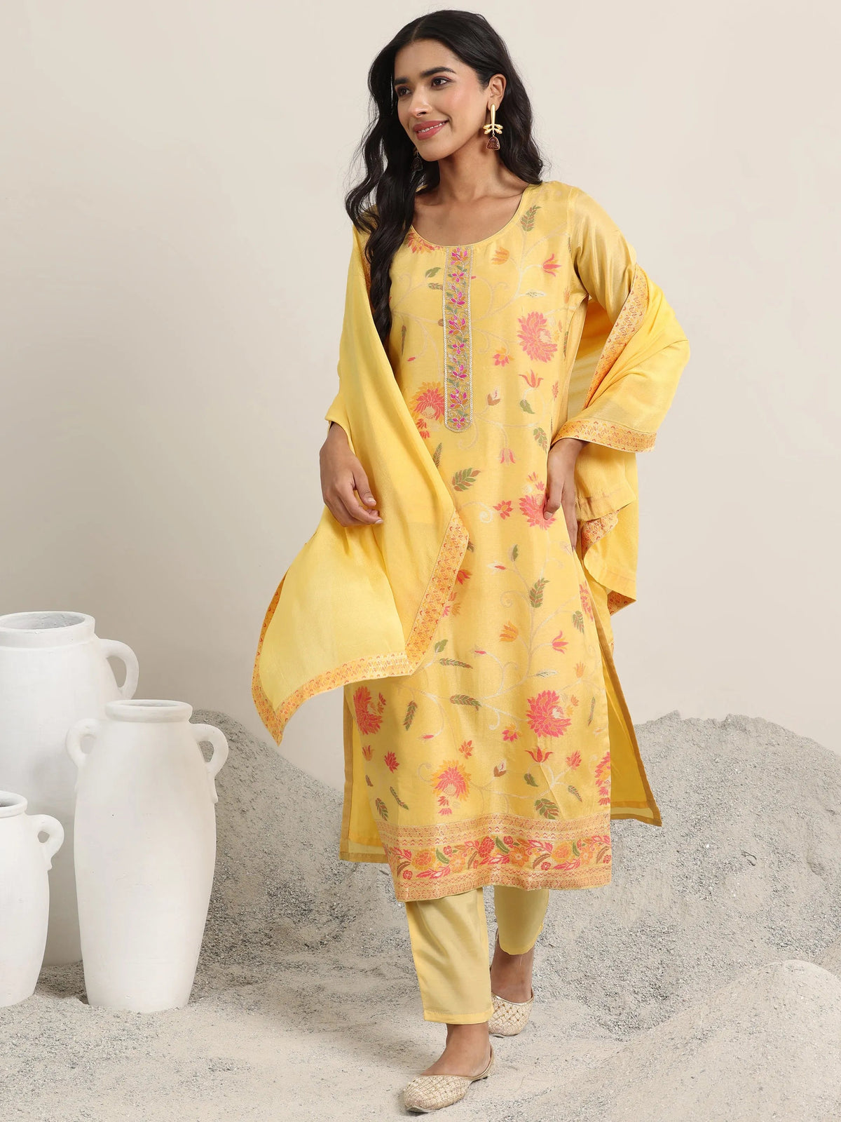 LIBAS LADIES WESTERN KURTI 3PCS SET 99513 Yellow