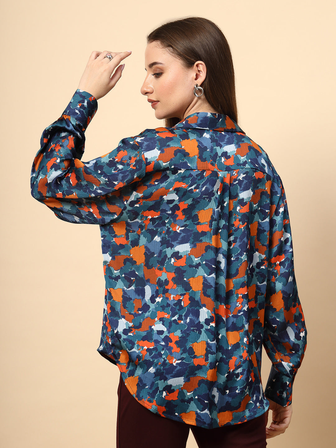 Navy Blue Printed Shirt.