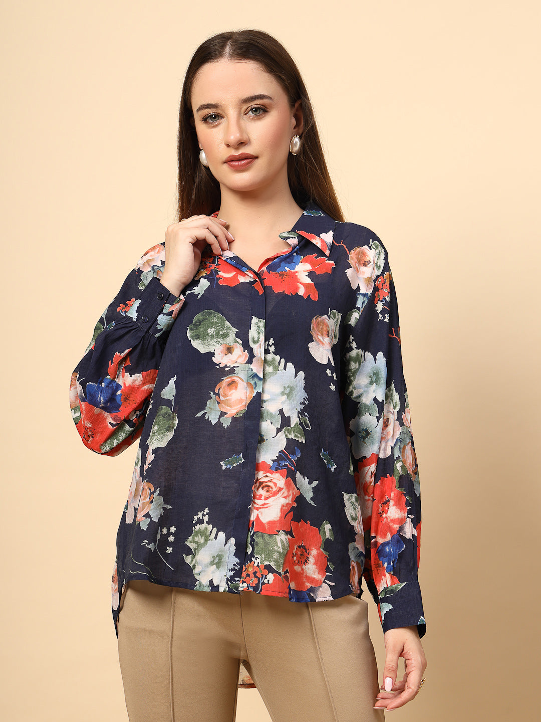 Printed Cotton  Blue Shirt