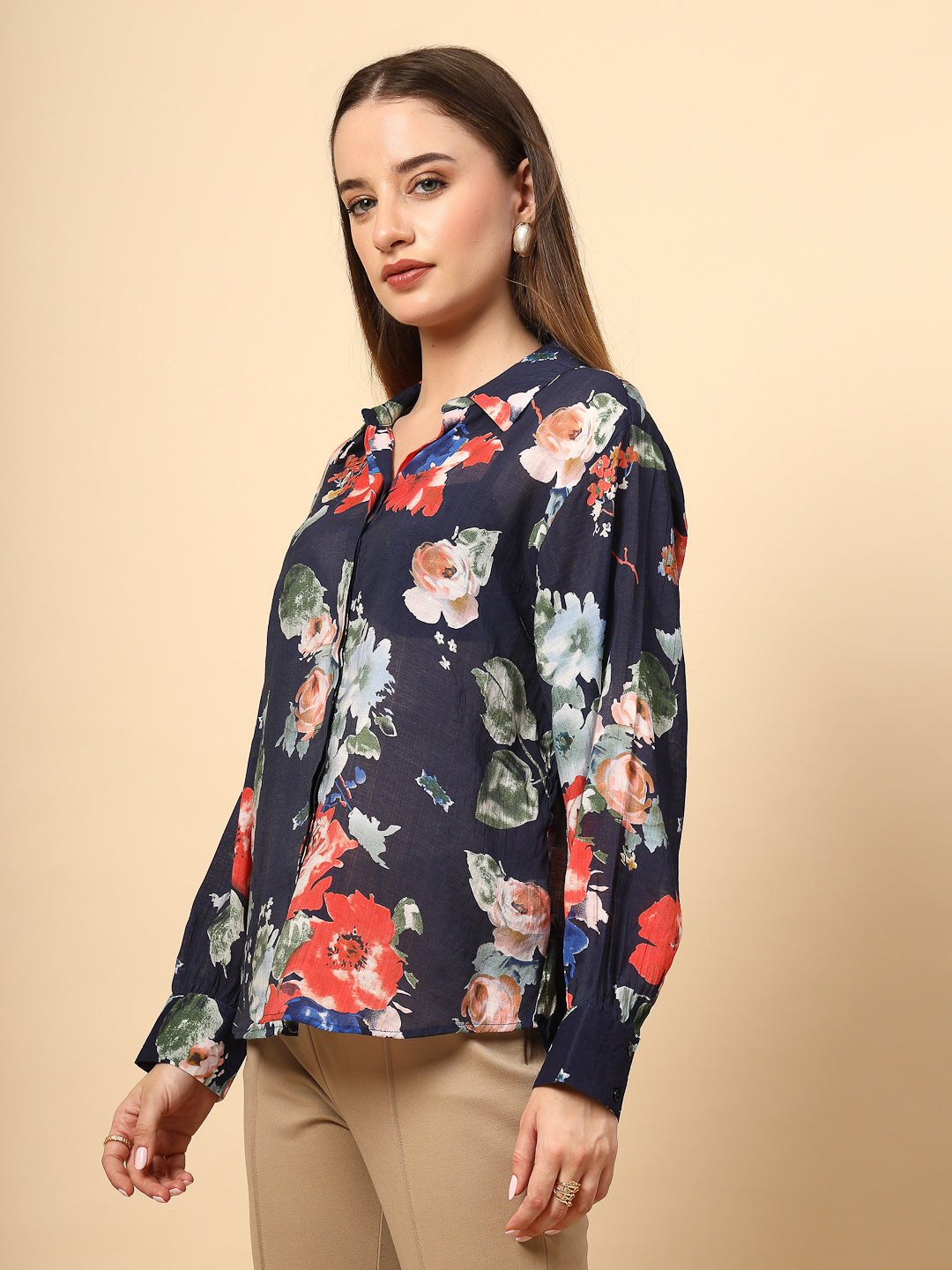 Printed Cotton  Blue Shirt