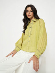 Madame Ladies Western Top H/S M5S18166 376 Cyber Lime