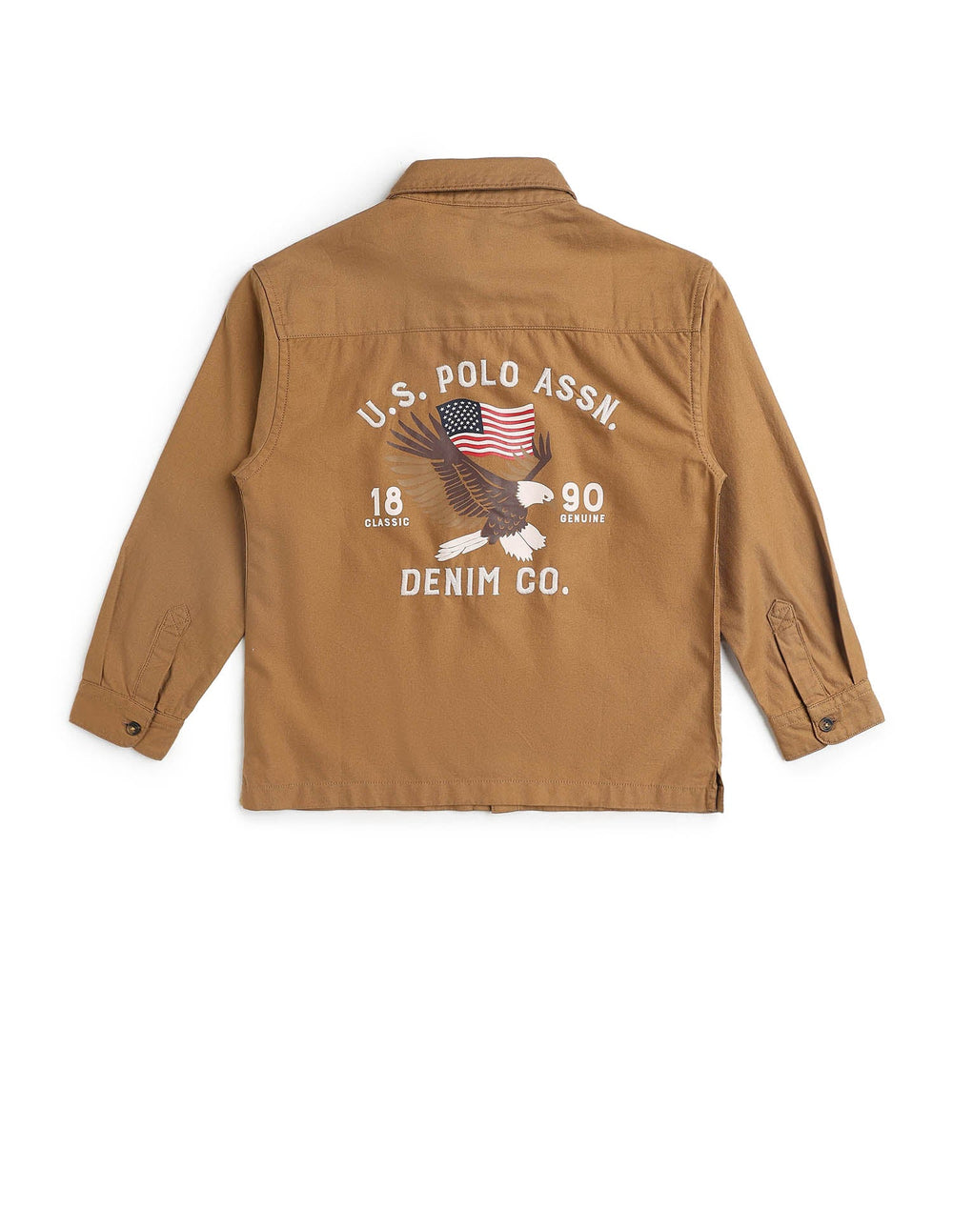 U.S. Polo Boys shirt for kids, short-sleeve upper clothing, blue with collar and button front, casual style for boys.