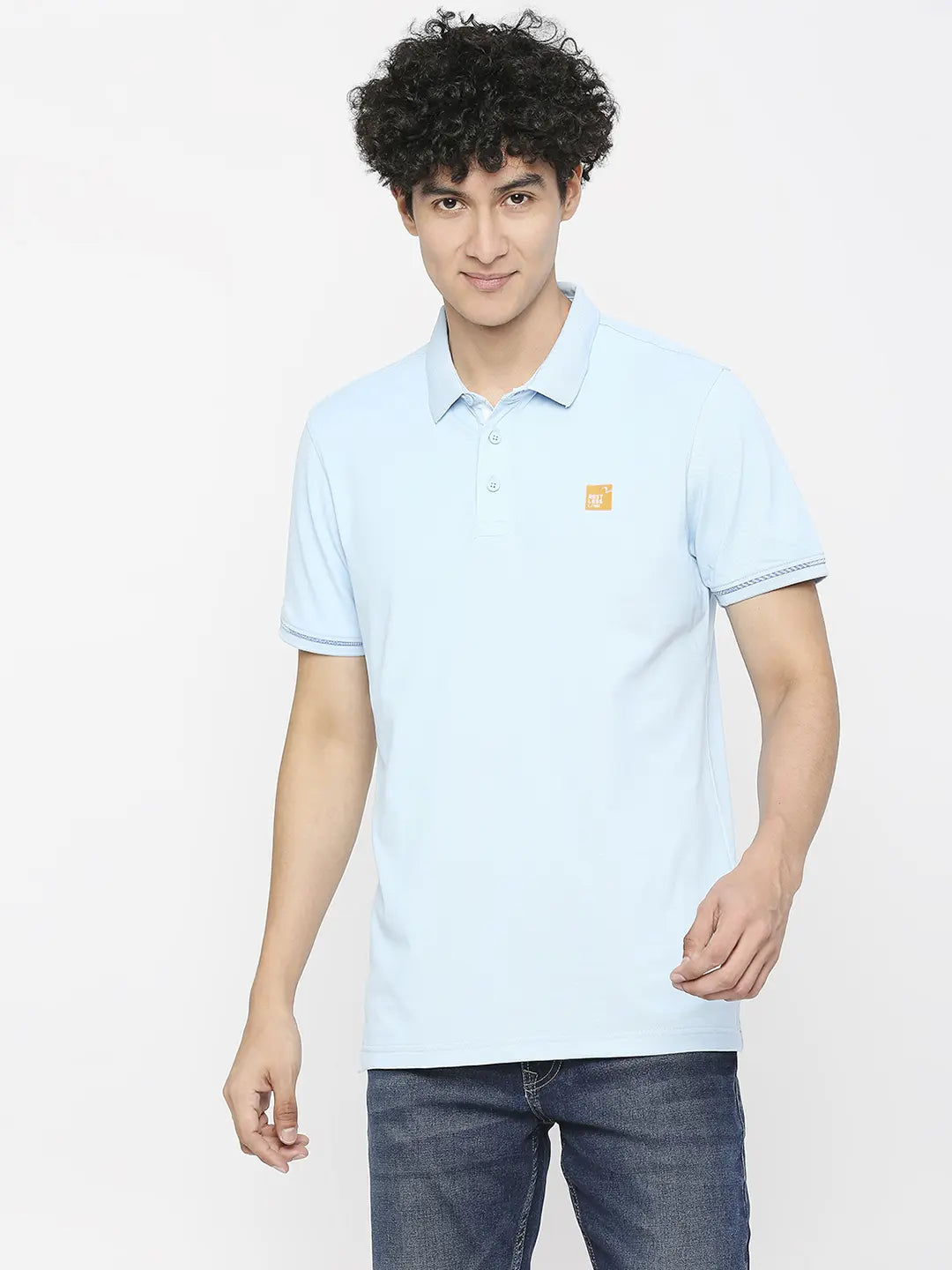 Spykar Mens T-Shirt H/S Mptfp1Bc155 Powder Blue