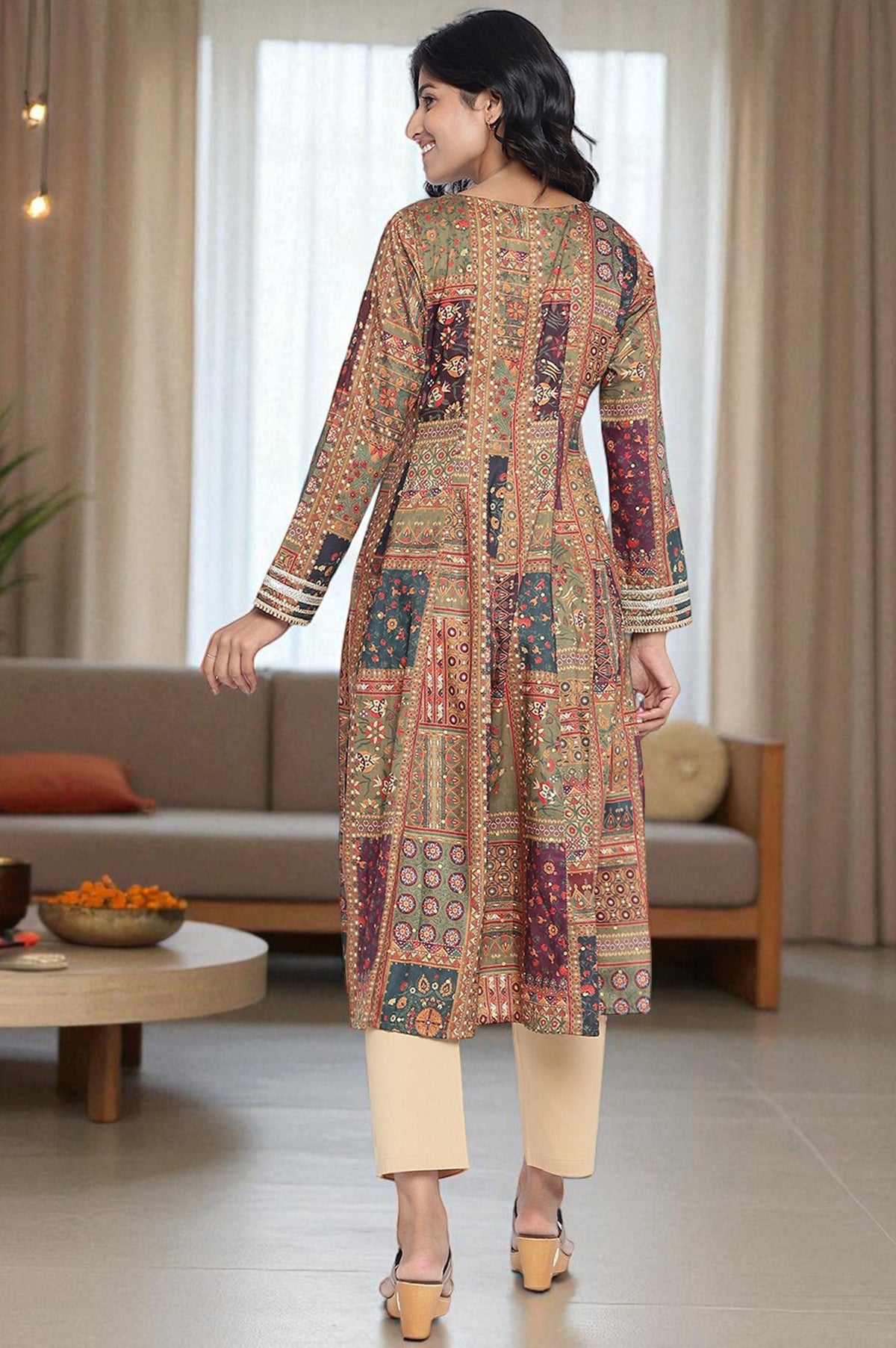 Aurelia ladies Western kurti in stylish design, featuring vibrant fabric and contemporary pattern, perfect for casual wear.