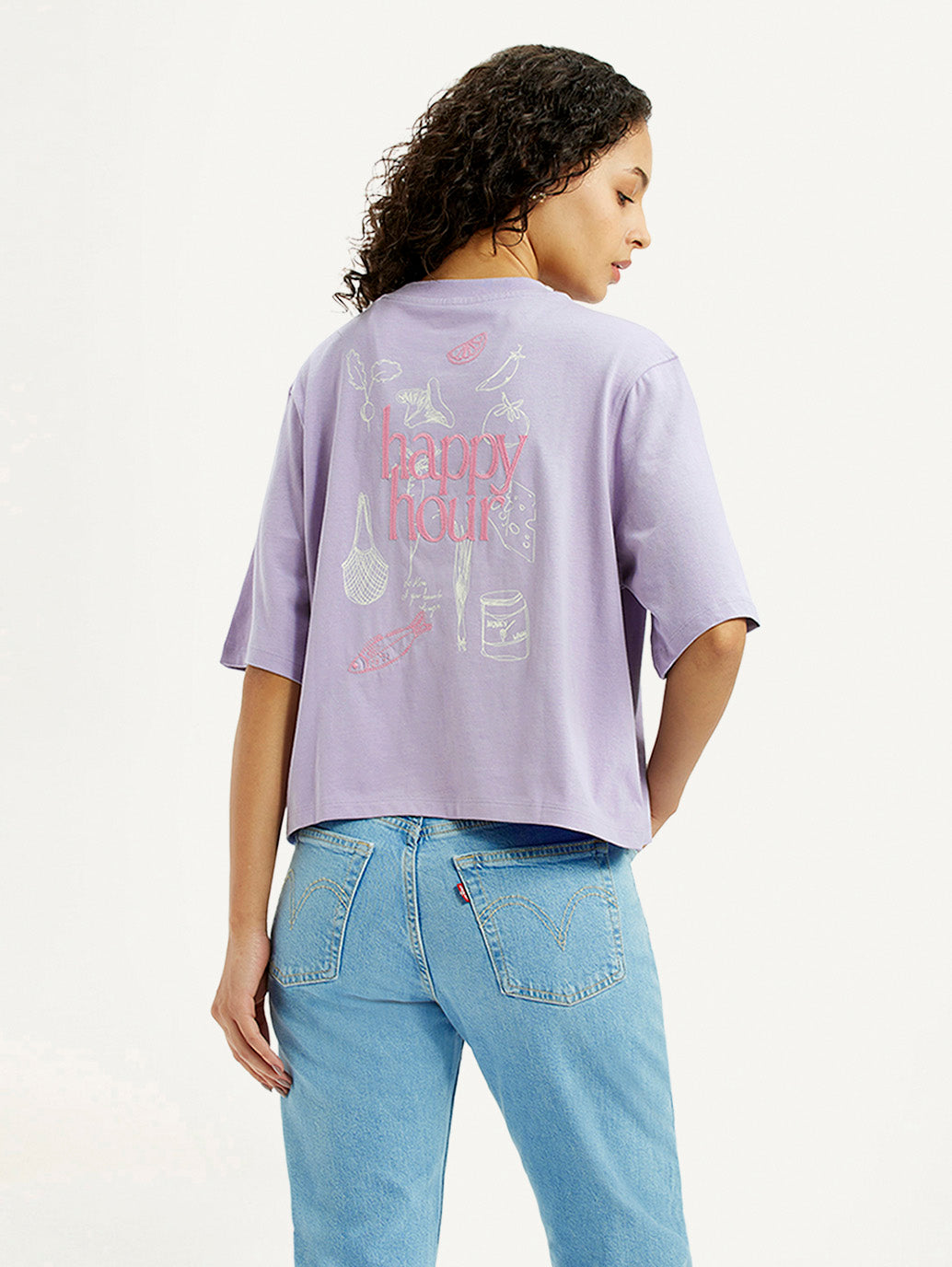 Women'S Graphic Print Purple Relaxed Fit T-Shirt