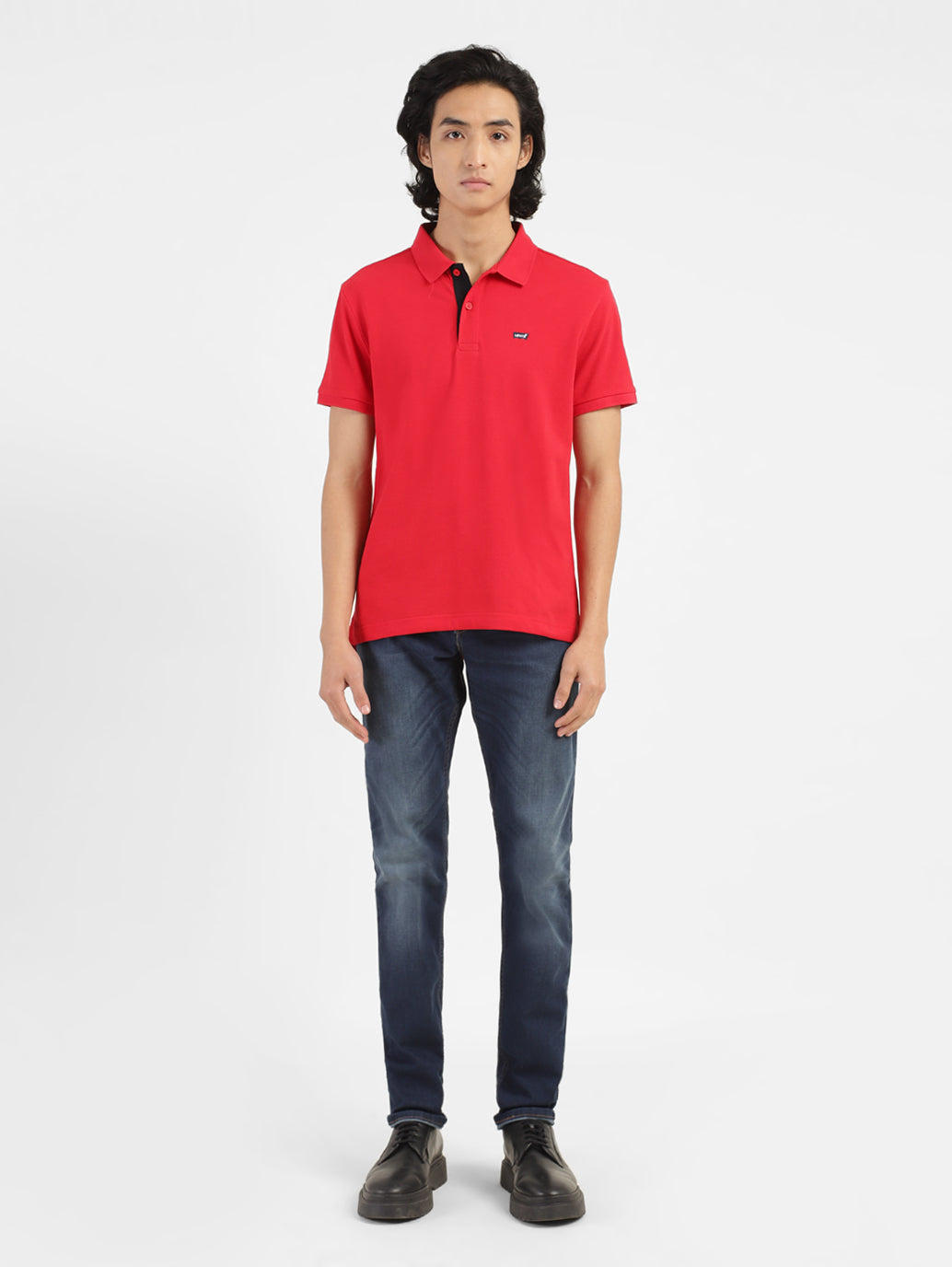 Men'S Red Polo Collar T-Shirt