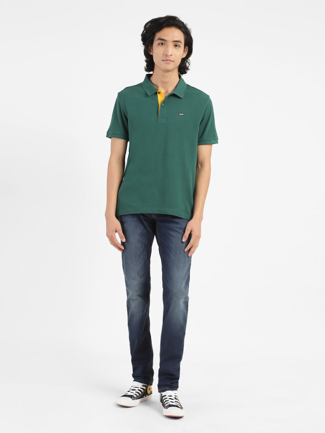 Men'S Green Polo Collar T-Shirt
