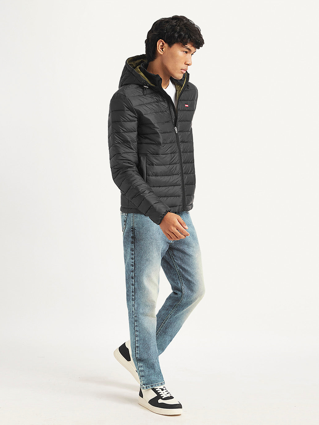 Men'S Quilted Black Hooded Puffer Jacket
