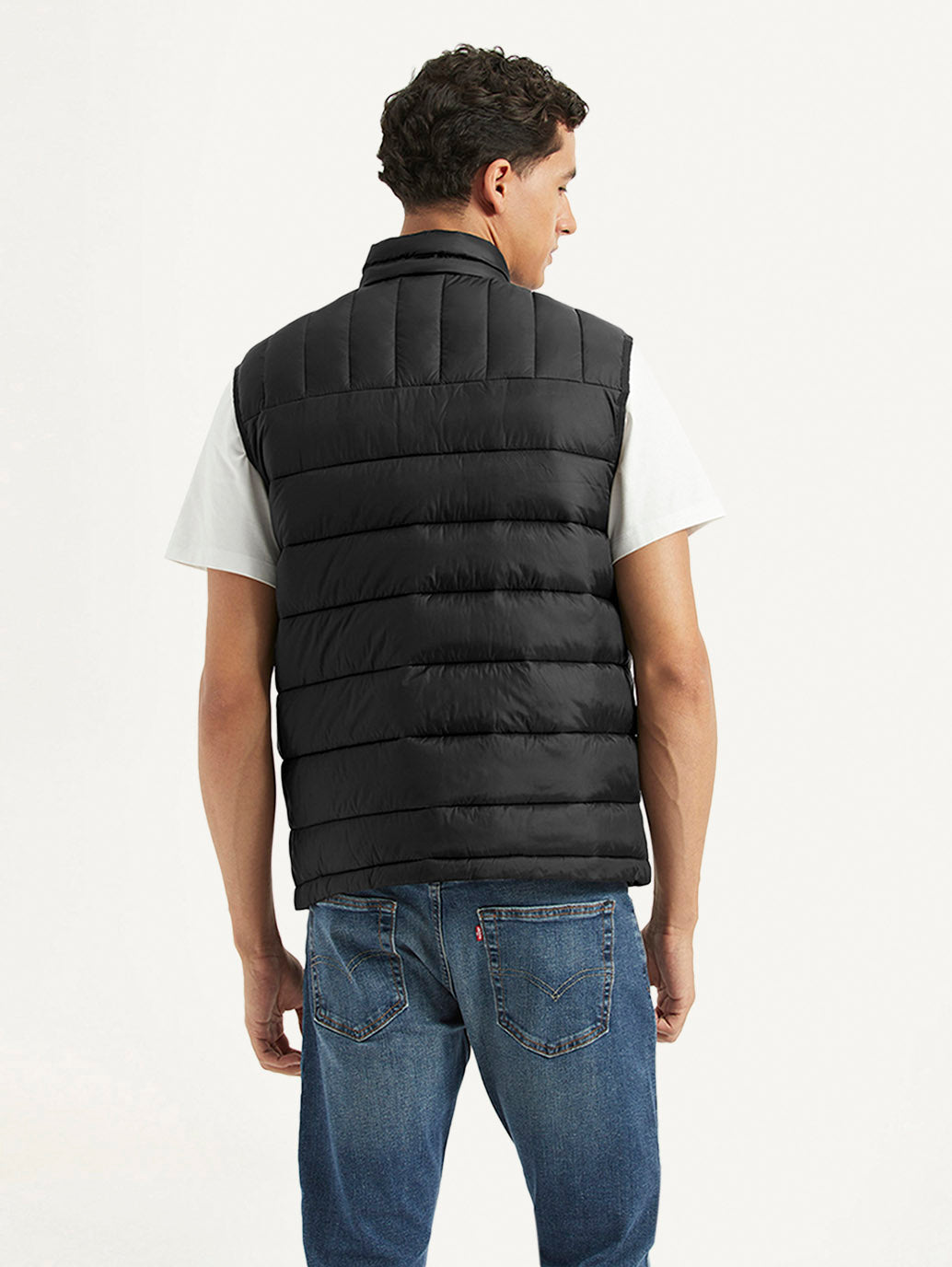 Men'S Quilted Black Collar Neck Jacket
