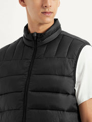 Men'S Quilted Black Collar Neck Jacket