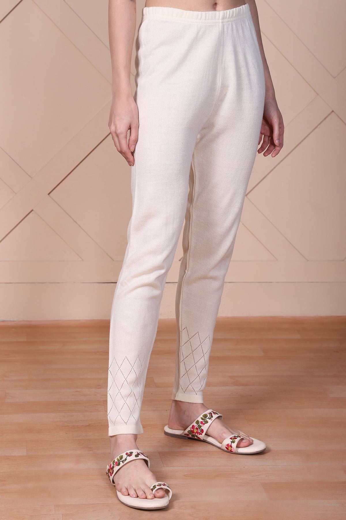 Cream Textured Acrylic Tights