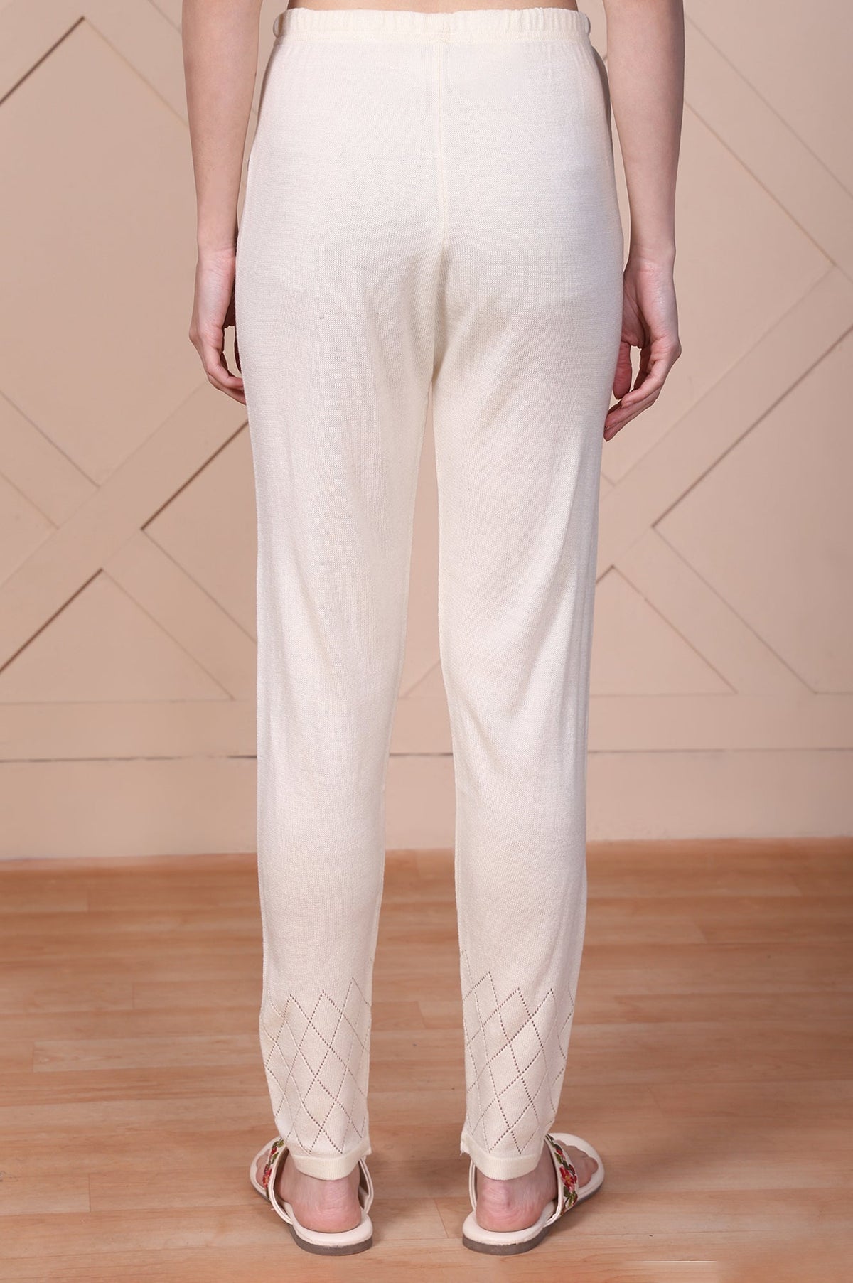 Cream Textured Acrylic Tights