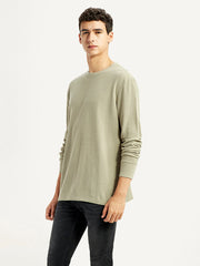 Men'S Solid Beige Crew Neck Sweatshirt