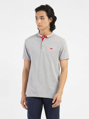 Men'S Solid Polo T-Shirt Grey