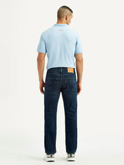 Back view of Levi's men's jeans in dark wash, featuring classic five-pocket design and straight-leg fit.