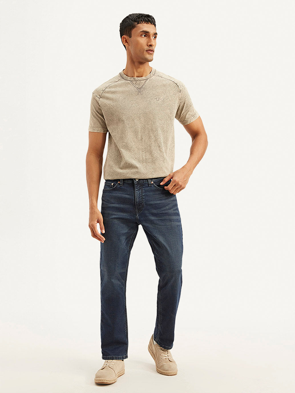 Levi's men's jeans A6635-0026 in classic dark wash, front view showing slim fit style and traditional five-pocket design.