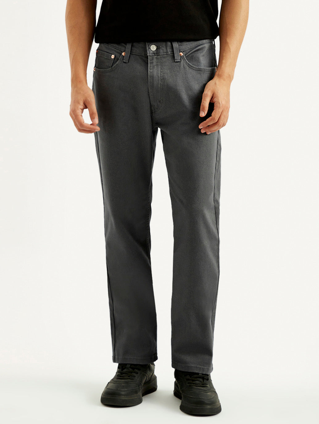 Men's 541 Charcoal Grey Overdyed Athletic Tapered Fit Mid Rise Jeans