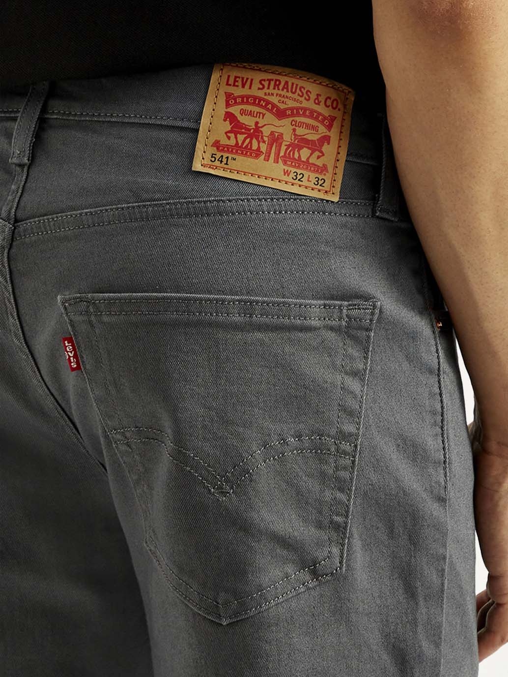 Men's 541 Charcoal Grey Overdyed Athletic Tapered Fit Mid Rise Jeans