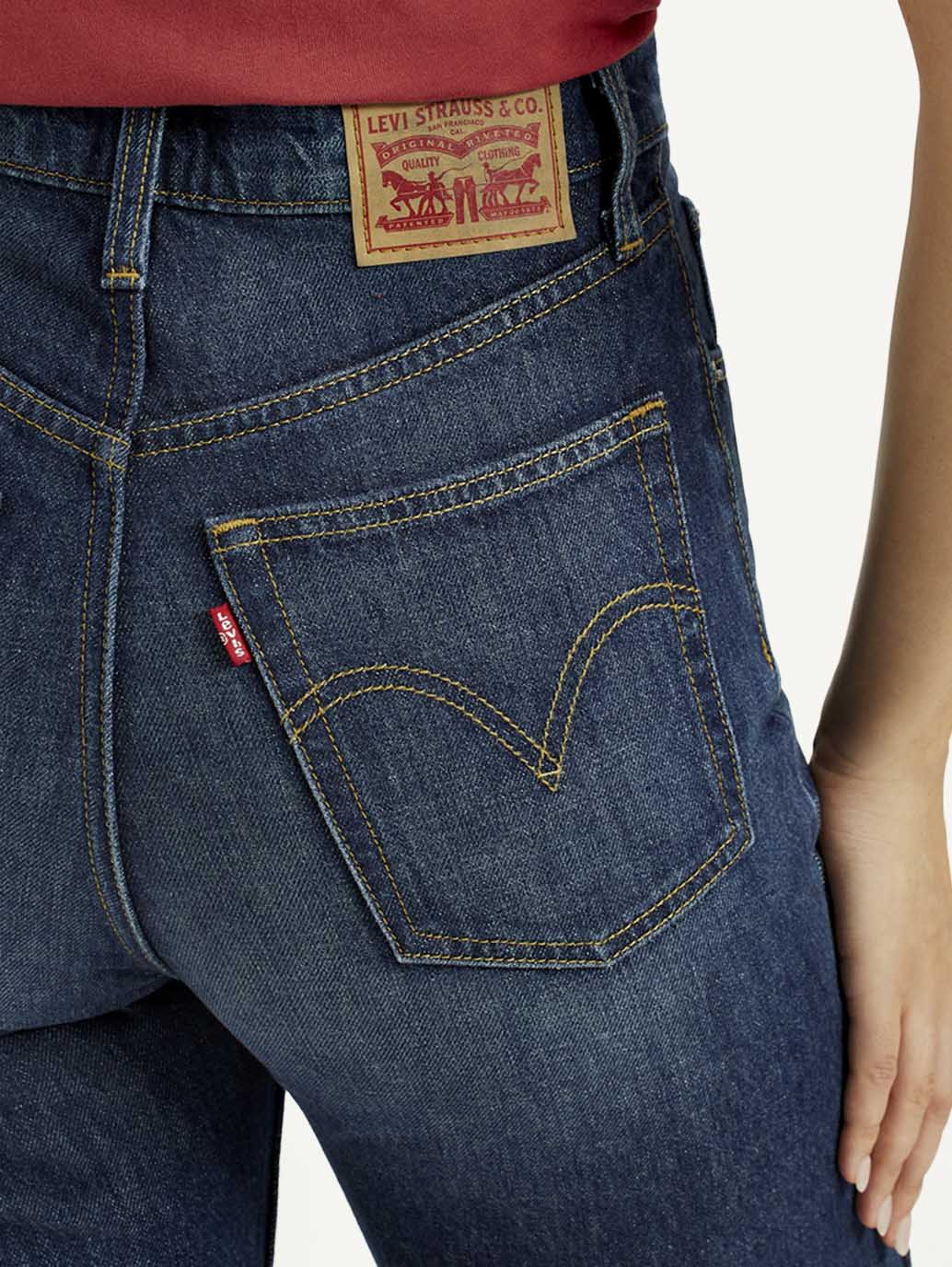 Women'S Dark Indigo Ribcage Straight Fit High Rise Jeans