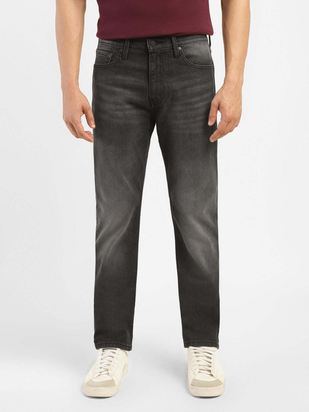 Men'S 513 Charcoal Grey Slim Straight Fit Mid Rise Jeans