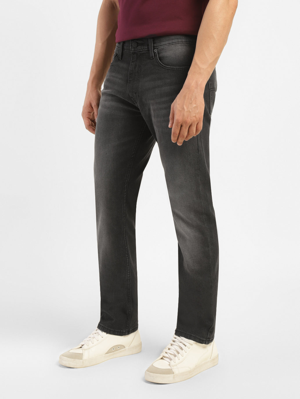 Men'S 513 Charcoal Grey Slim Straight Fit Mid Rise Jeans