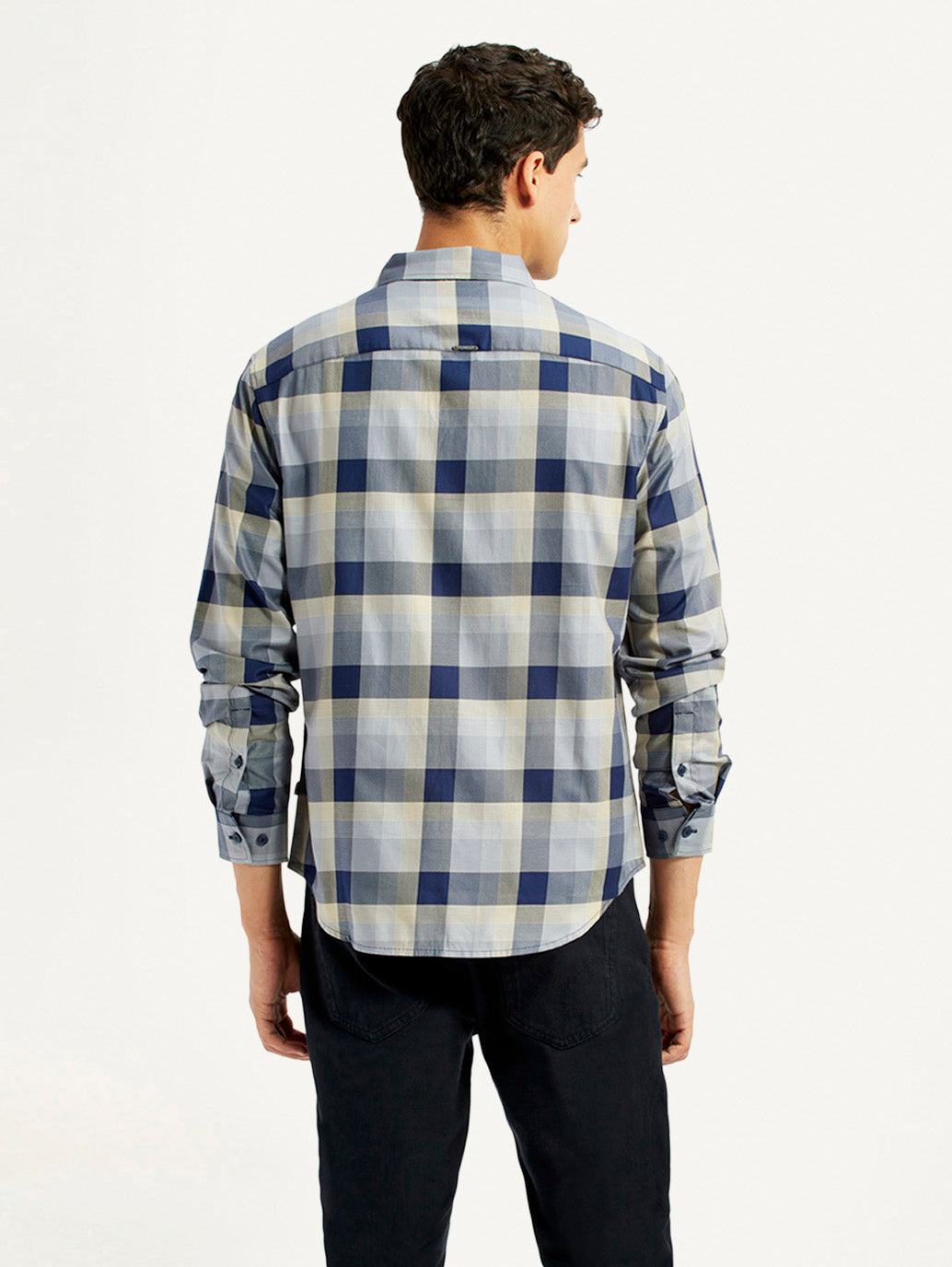 Men'S Checkered Grey Slim Fit Shirt