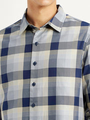 Men'S Checkered Grey Slim Fit Shirt