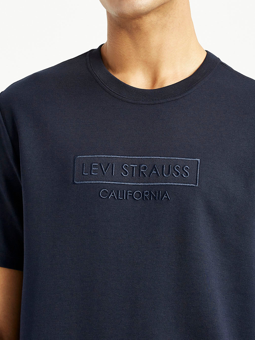 Men'S Brand Logo Navy Crew Neck T-Shirt