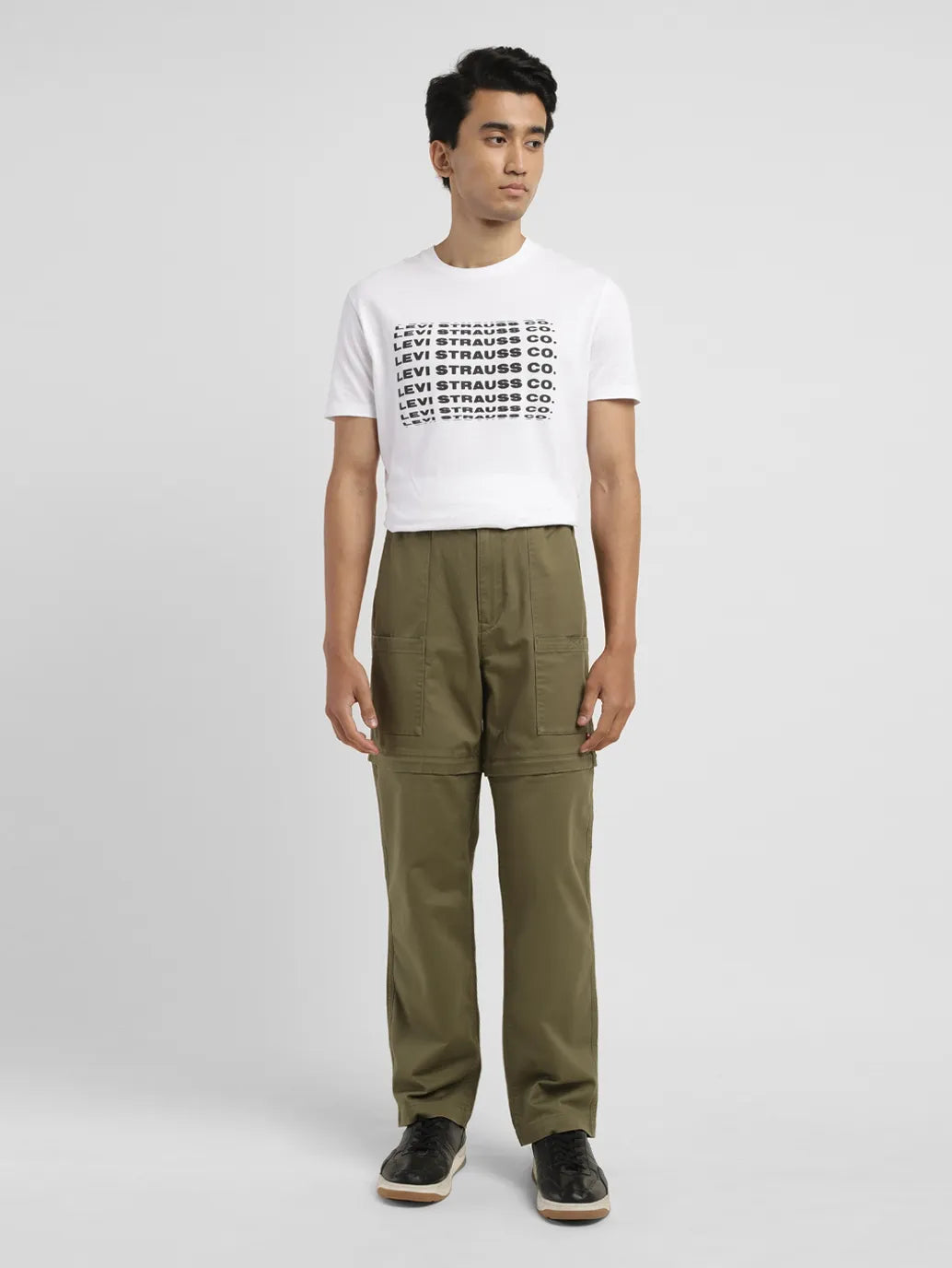 Men'S Green Loose Fit Cargos