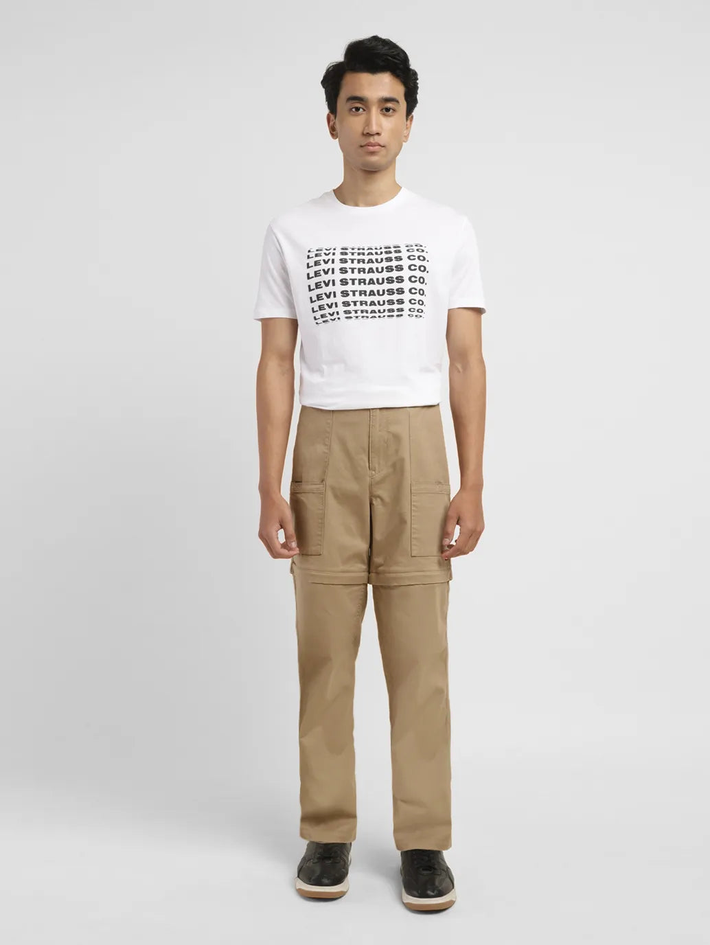 Men'S Khaki Regular Fit Cargos
