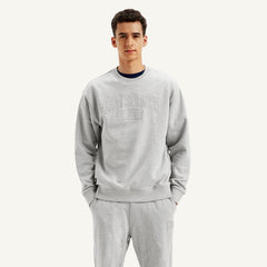 Men'S Embroidered Grey Crew Neck Sweatshirt
