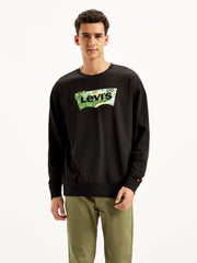 Men'S Brand Logo Black Crew Neck Sweatshirt