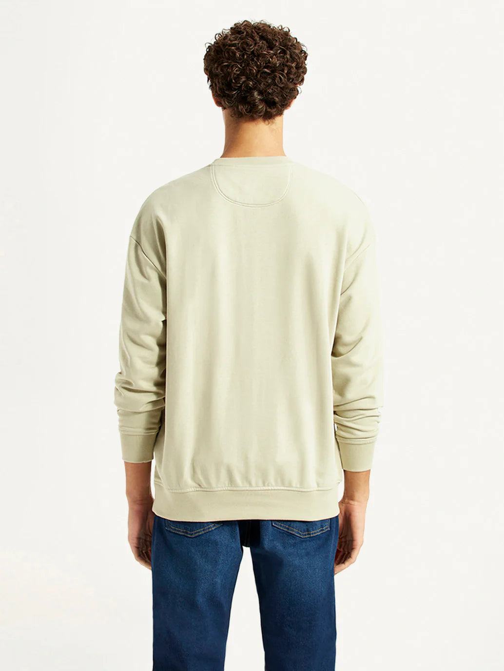Men'S Brand Logo Beige Crew Neck Sweatshirt