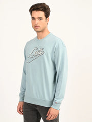 Men'S Brand Logo Light Blue Crew Neck Sweatshirt
