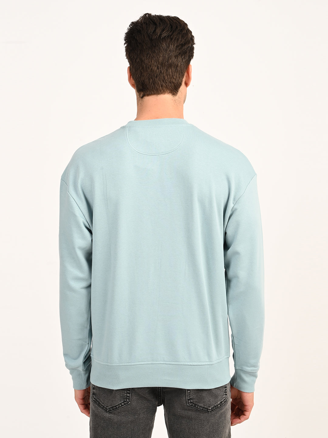 Men'S Brand Logo Light Blue Crew Neck Sweatshirt