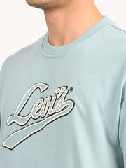 Men'S Brand Logo Light Blue Crew Neck Sweatshirt