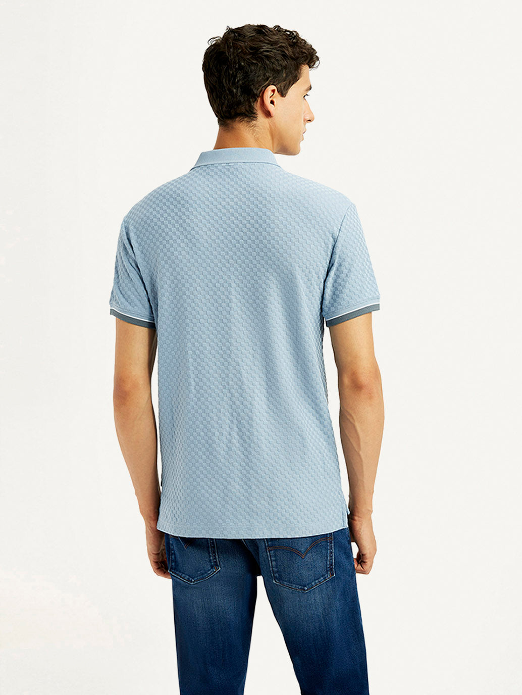 Men'S Solid Light Blue Slim Fit Polo T-Shirt