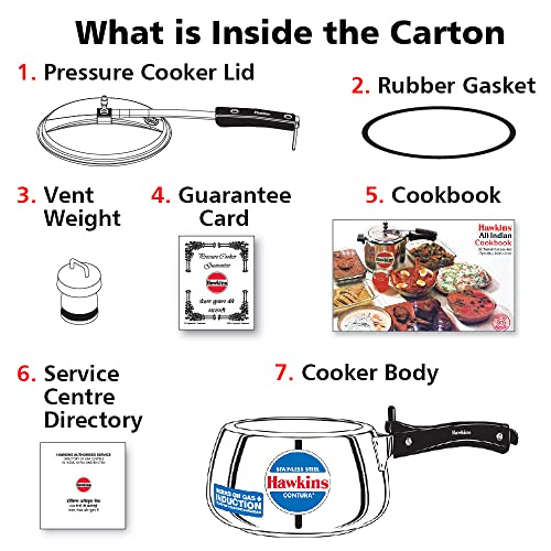 Hawkins 3 Litre Contura Pressure Cooker, Stainless Steel Inner Lid Cooker, Handi Cooker, Induction Cooker, Silver (SSC30)