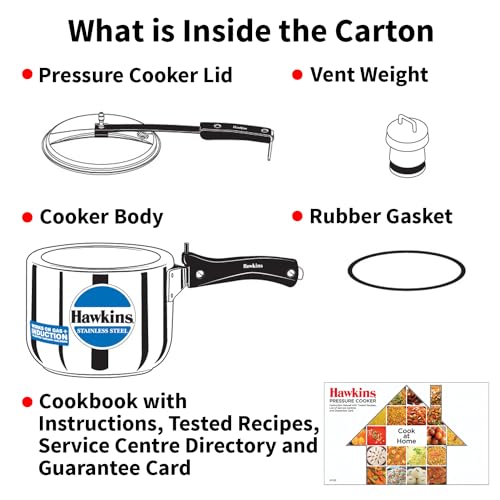 Hawkins 3 Litre Pressure Cooker, Stainless Steel Inner Lid Cooker, Induction Cooker, Silver (Hss3T), 3 Liter