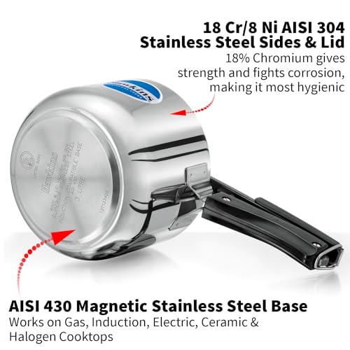 Hawkins 3 Litre Pressure Cooker, Stainless Steel Inner Lid Cooker, Induction Cooker, Silver (Hss3T), 3 Liter