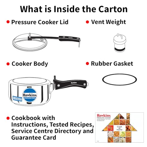 Hawkins 2 Litre Pressure Cooker, Stainless Steel Inner Lid Cooker, Induction Cooker, Silver (HSS20)