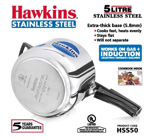 Hawkins 2 Litre Pressure Cooker, Stainless Steel Inner Lid Cooker, Induction Cooker, Silver (HSS20)