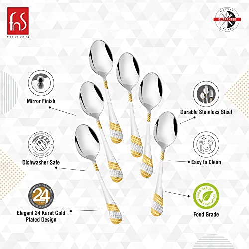 Fns Household Steel Spoon Sets Dessert Spoon 6 Pcs Set