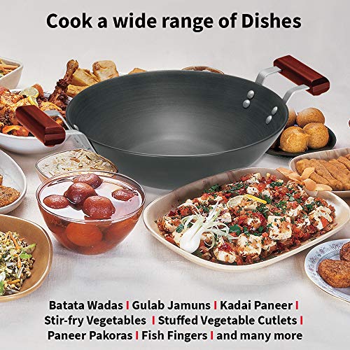 Hawkins Futura 2.5 Litre Deep Fry Pan, Hard Anodised Kadai with Stainless Steel Lid, Flat Bottom Kadhai, Black (AD25S)